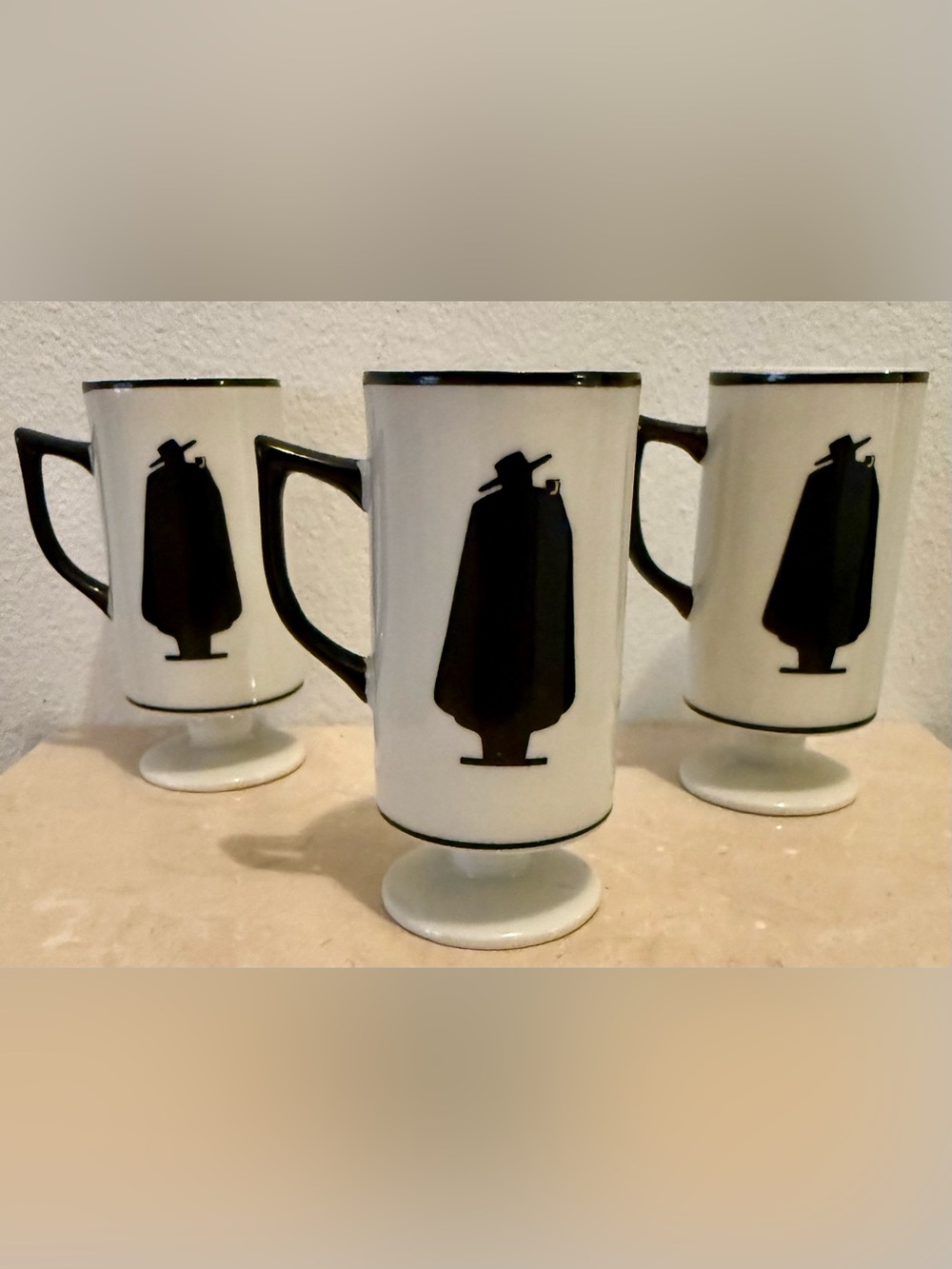 3 Vtg Capa Negra Espresso Coffee black & white Zorro. 6oz